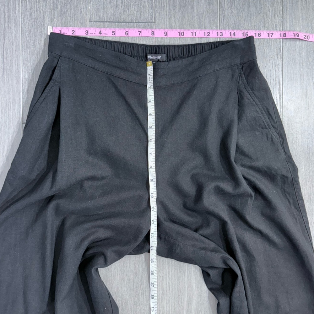 Madewell Petite Pull-On Straight Crop Pants in Linen Blend Black 10 P NP860 Boho - Picture 13 of 14